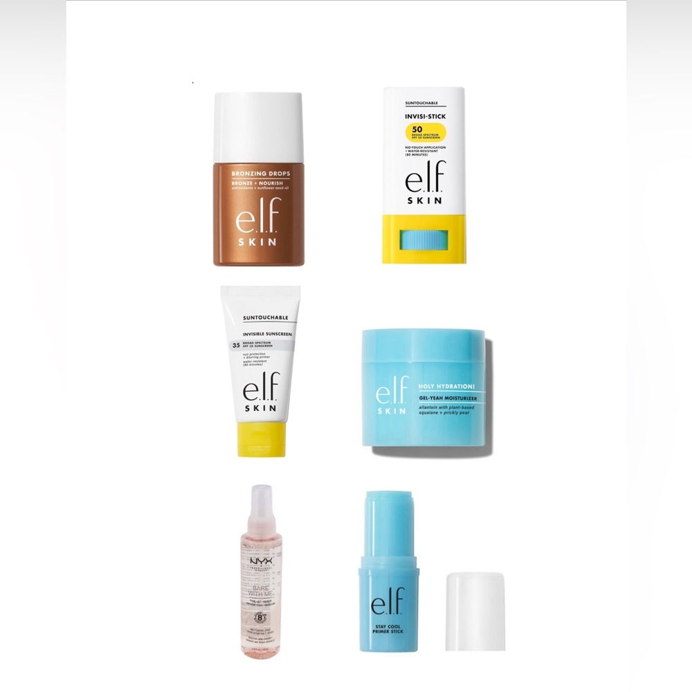 e.l.f. Bronzing Drops, 2 Sunscreens, Primer + NYX Setting Spray